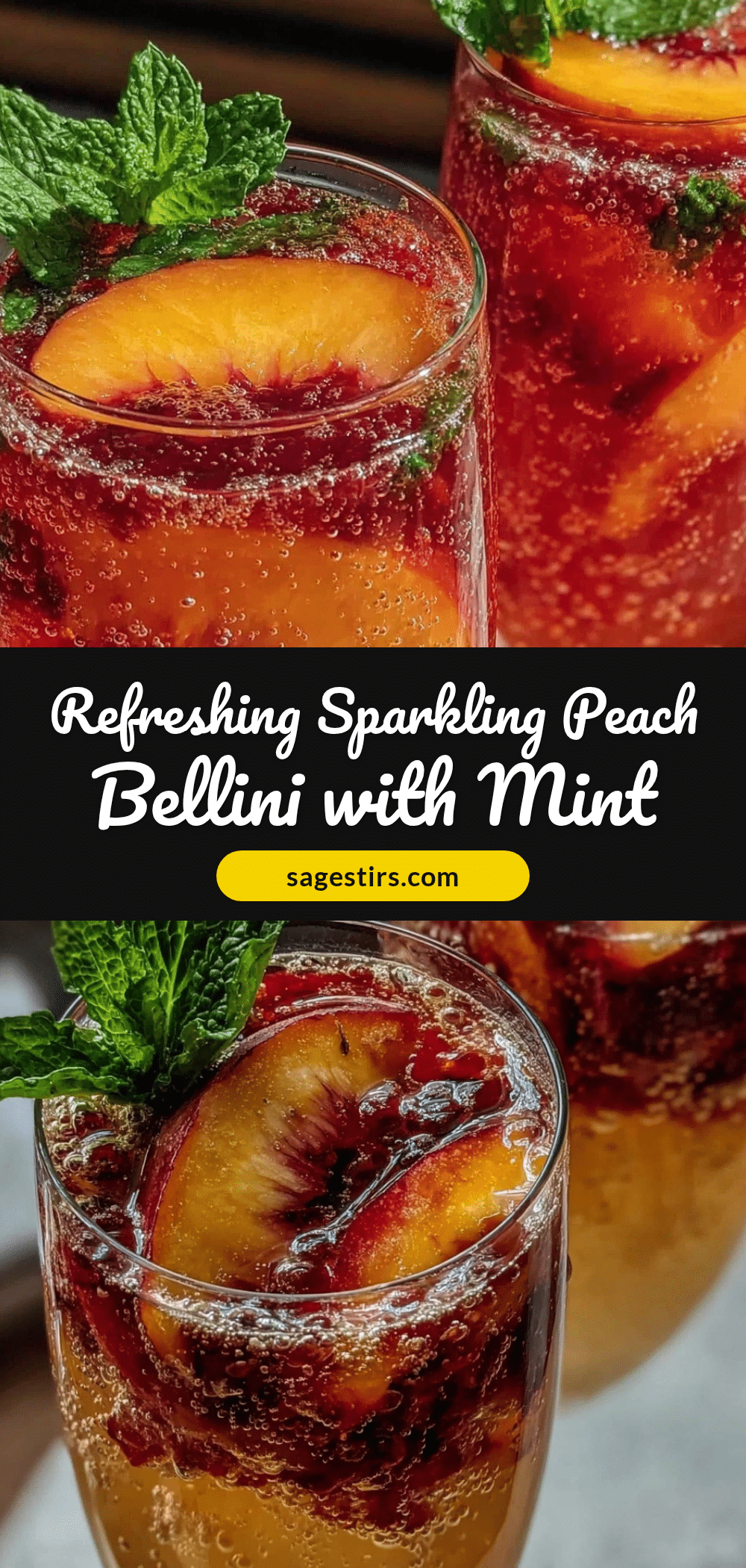 champagne peach bellini cocktail recipe