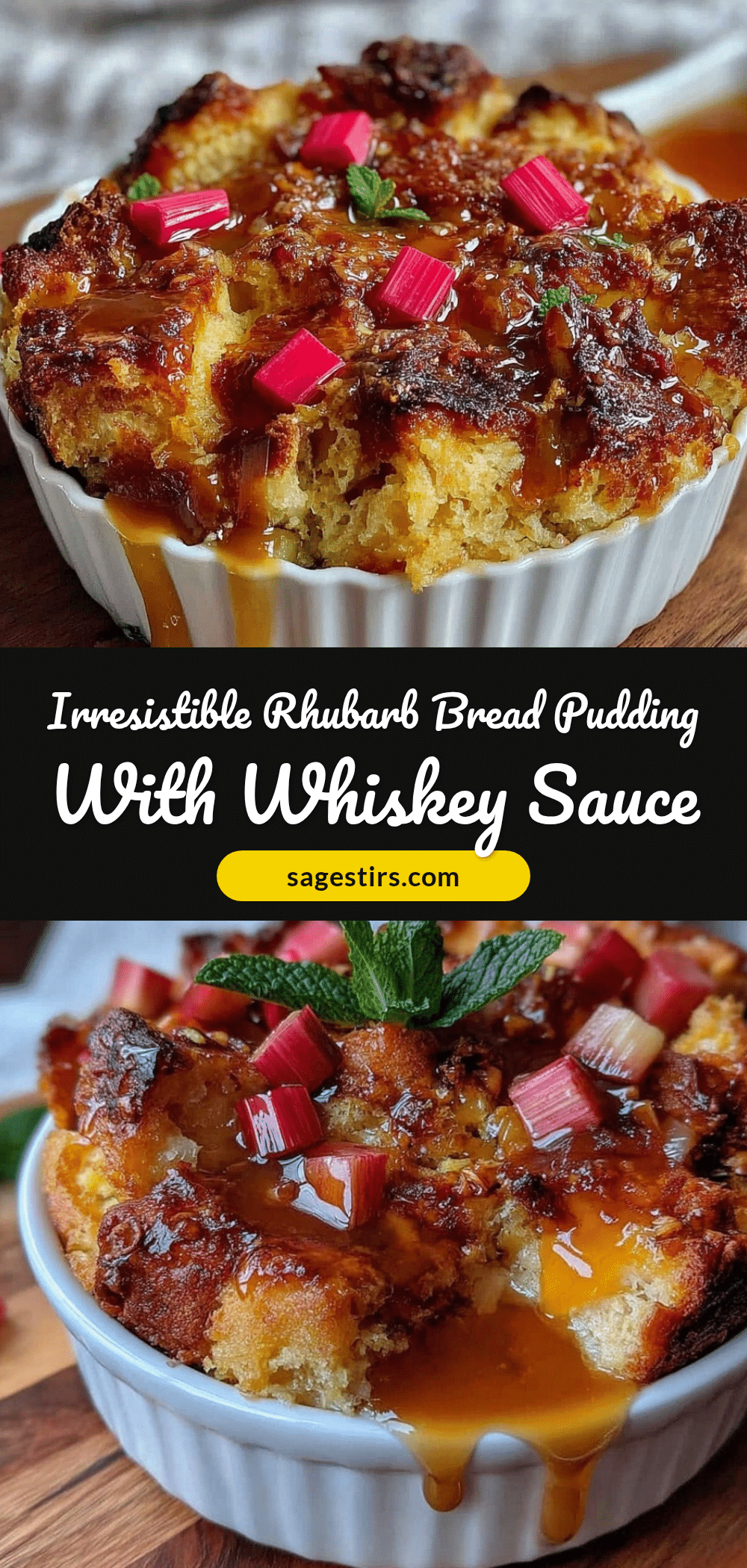 cozy rhubarb bread pudding recipe