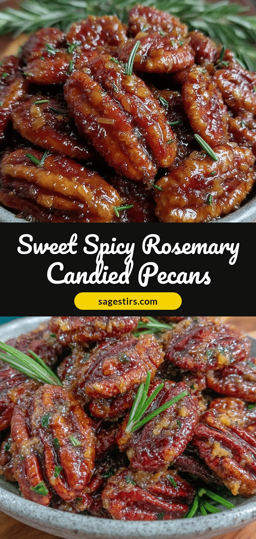 sweet and spicy candied pecans with rosemary recipe