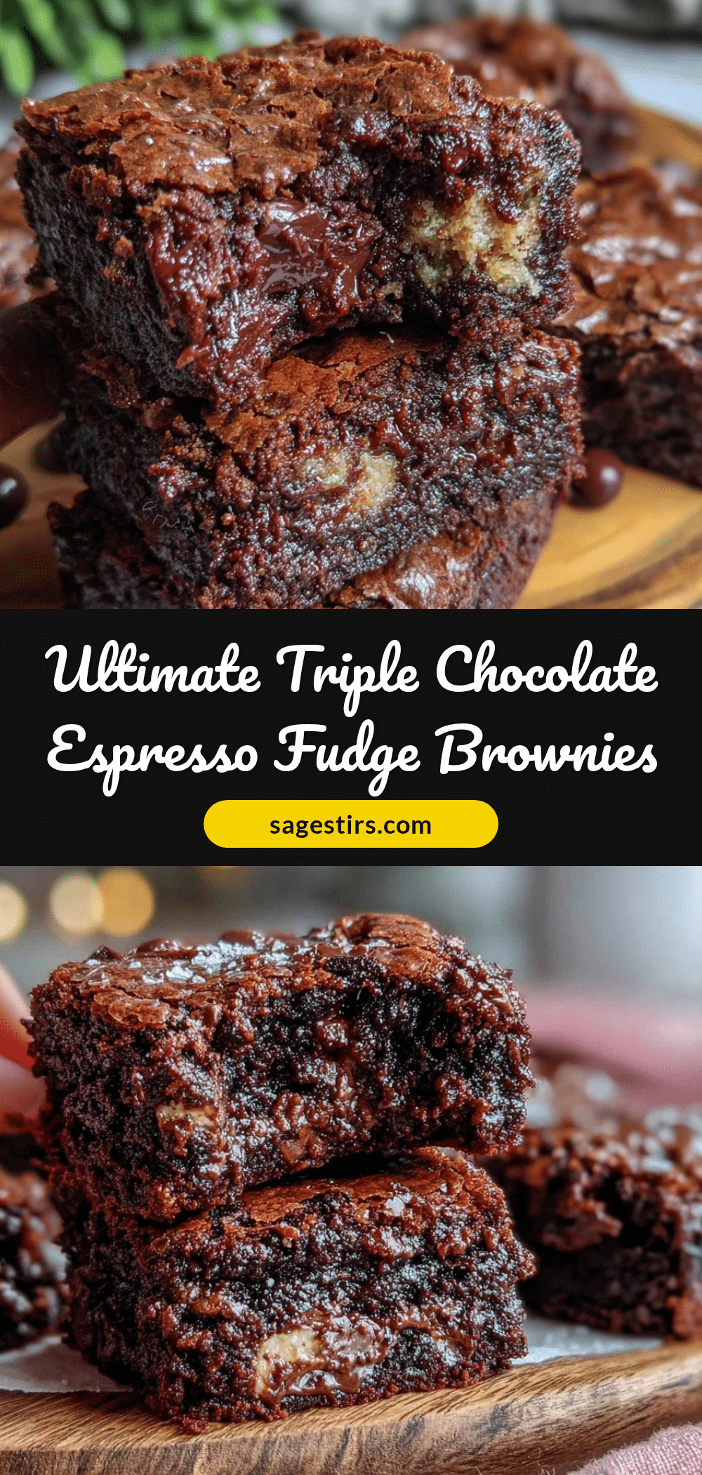 triple chocolate fudge brownies recipe