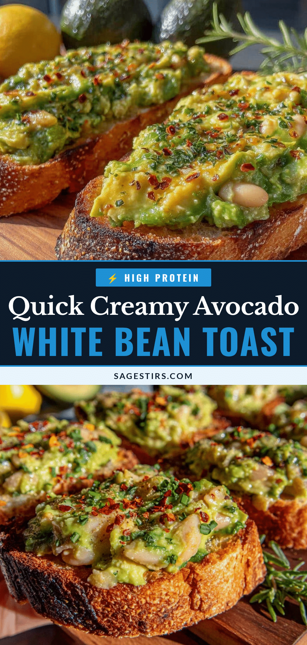 creamy smashed avocado white bean toast recipe