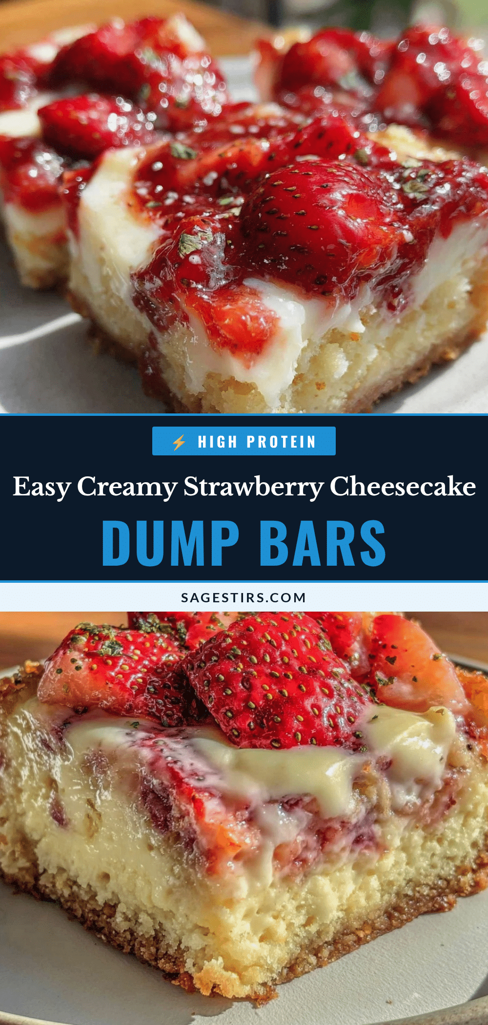 Easy Creamy Dump Cake Strawberry Cheesecake Bars recipe
