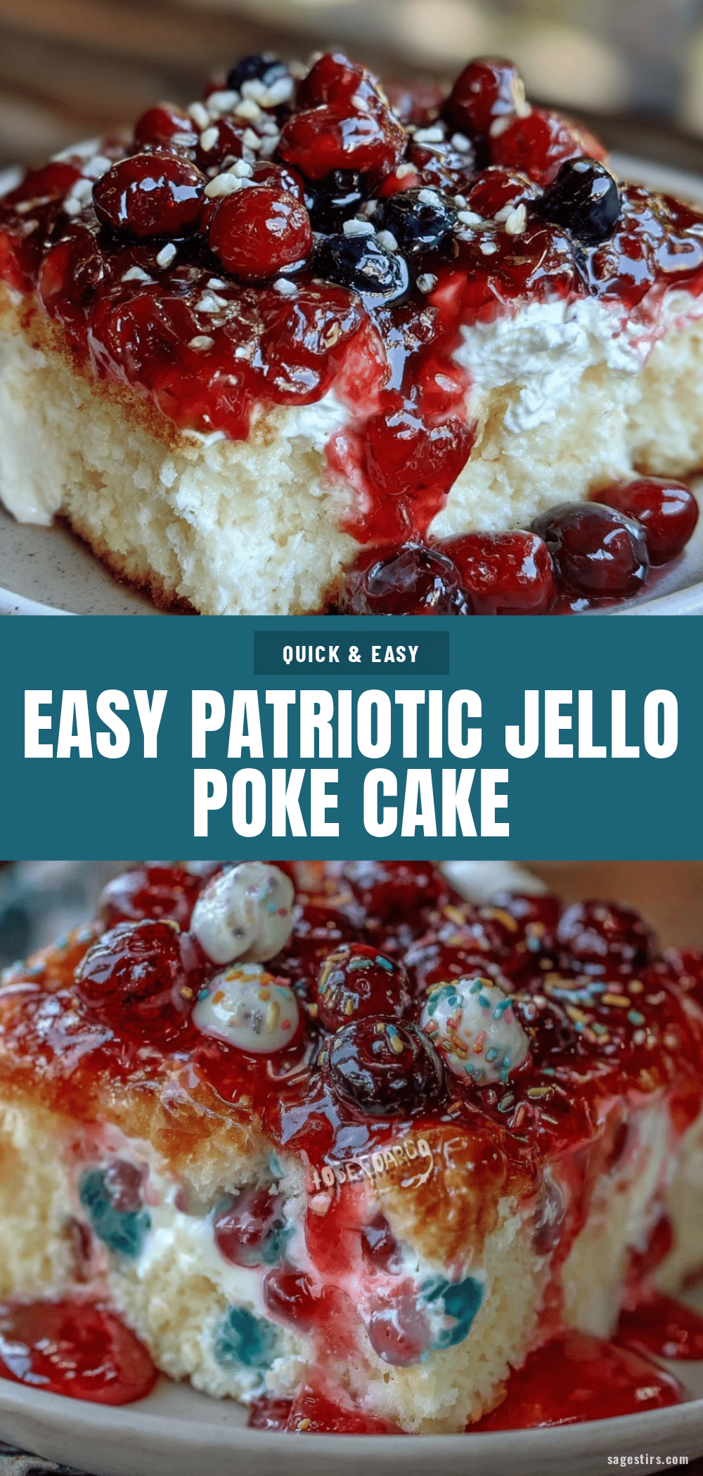 Easy Dump Patriotic Jello Poke Cake recipe