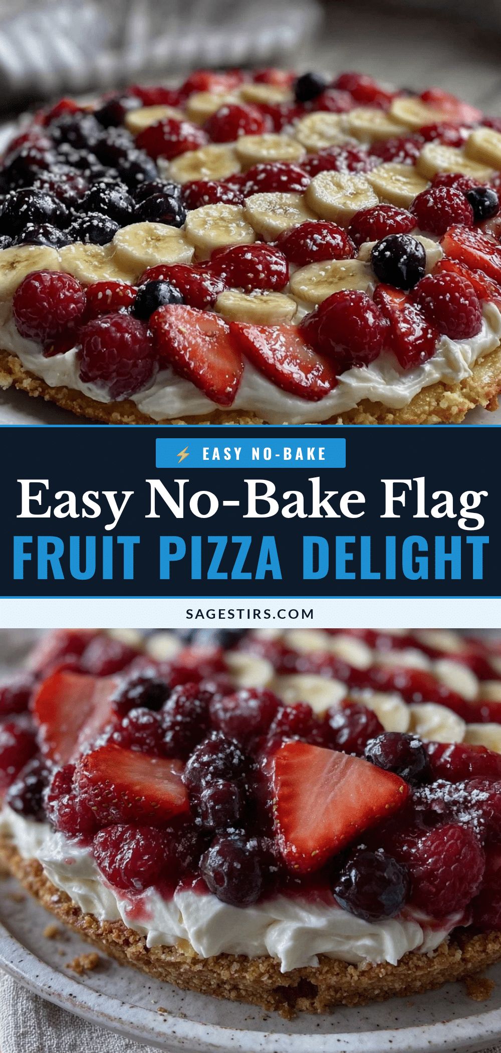 Easy No-Bake Flag Fruit Pizza recipe