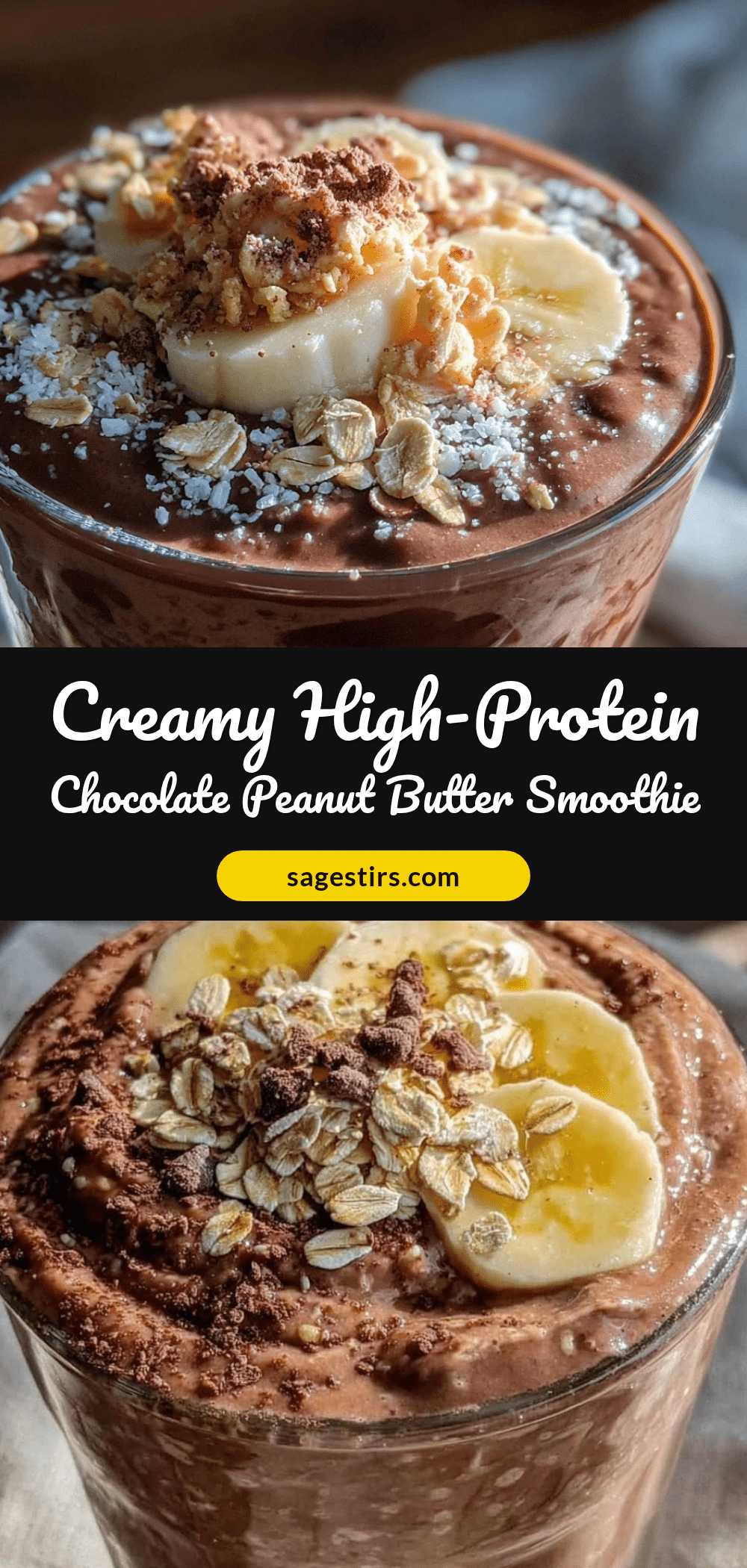 Healthy 40-Gram Protein Chocolate Peanut Butter Smoothie recipe