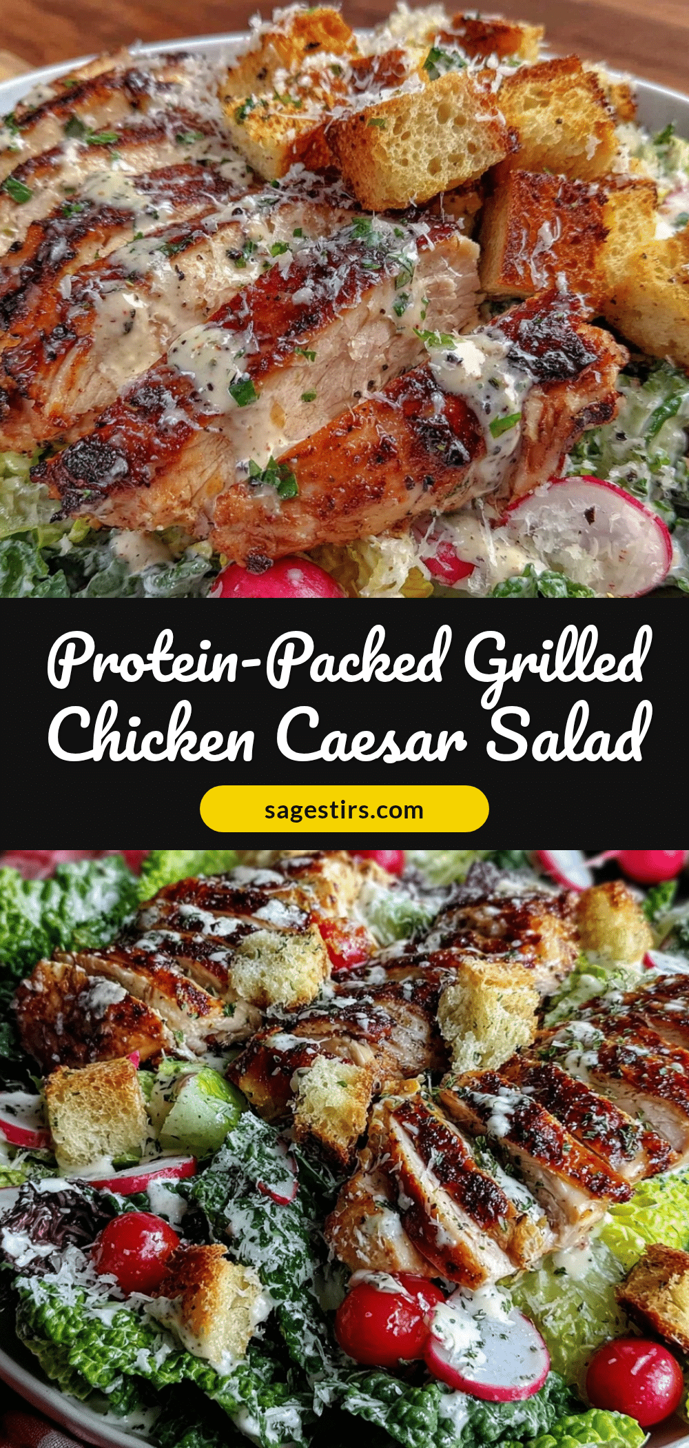 Healthy Macro-Friendly Grilled Chicken Caesar Salad recipe