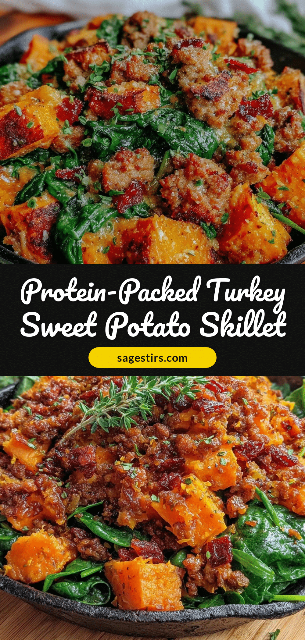 healthy macro-friendly ground turkey and sweet potato skillet recipe