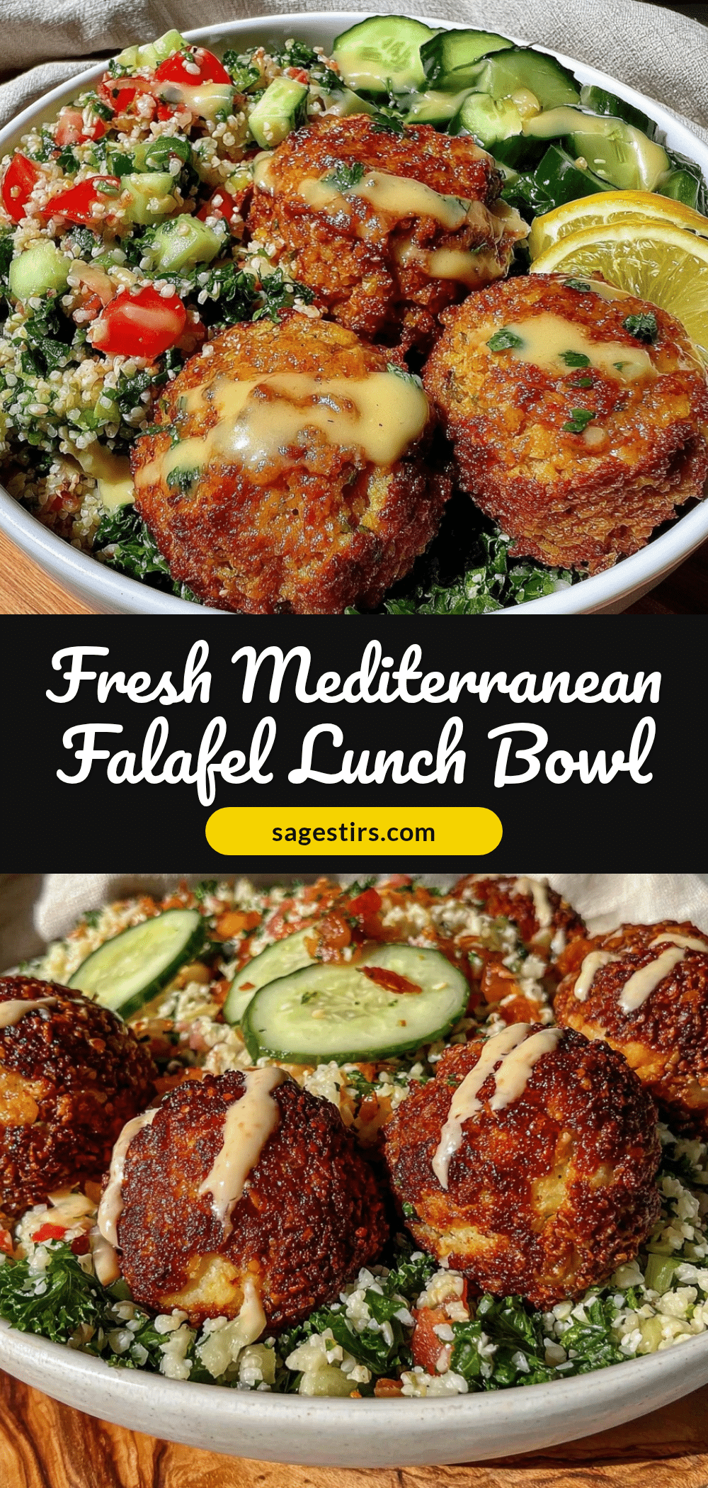 Mediterranean summer lunch bowl with falafel recipe