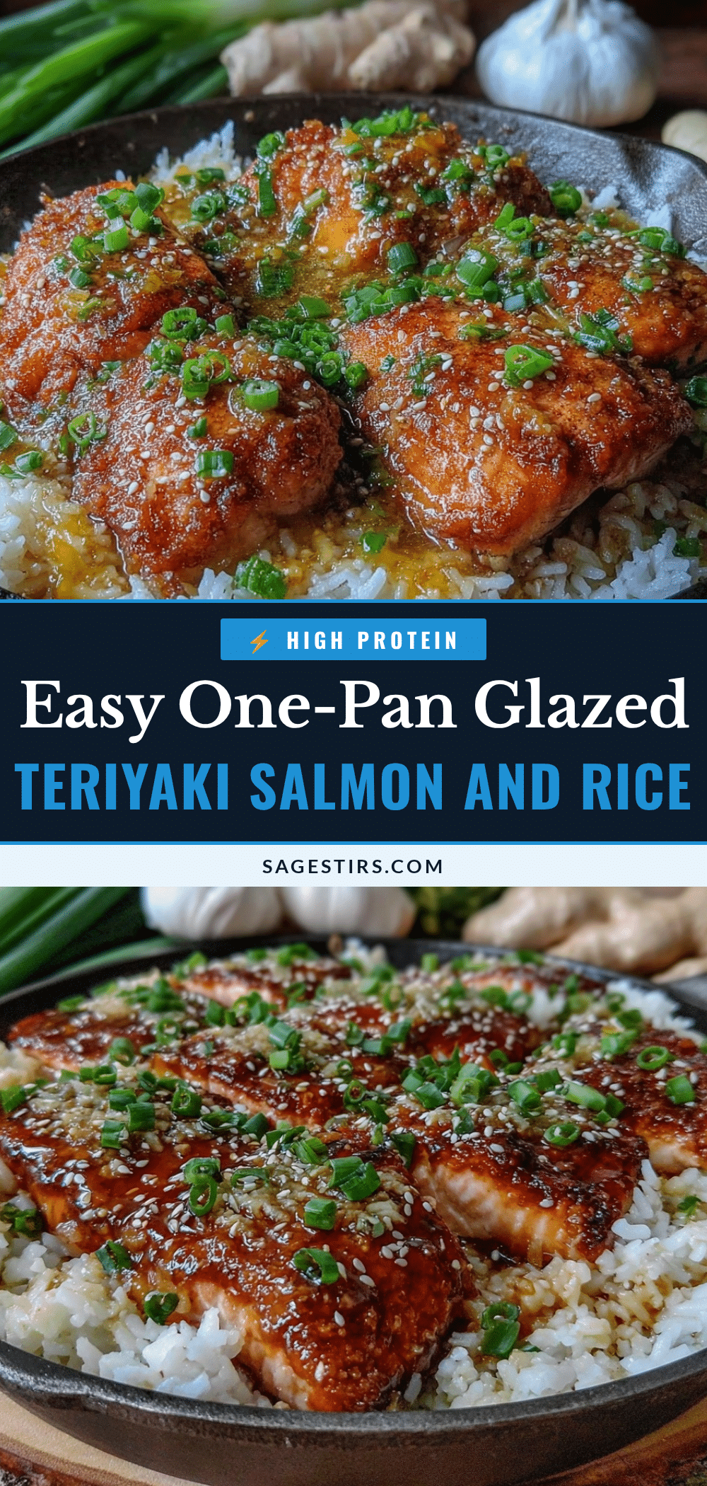 one-pan teriyaki salmon and rice recipe