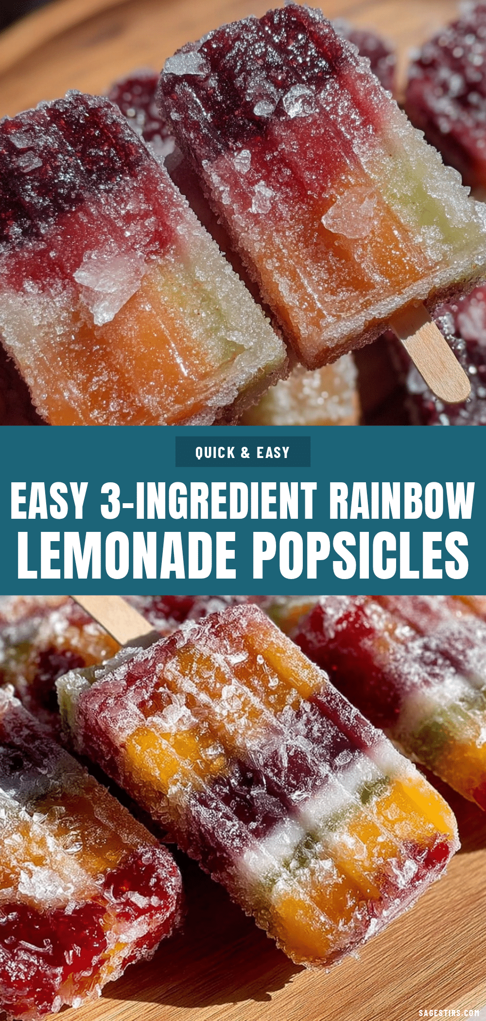 rainbow frozen lemonade popsicles recipe