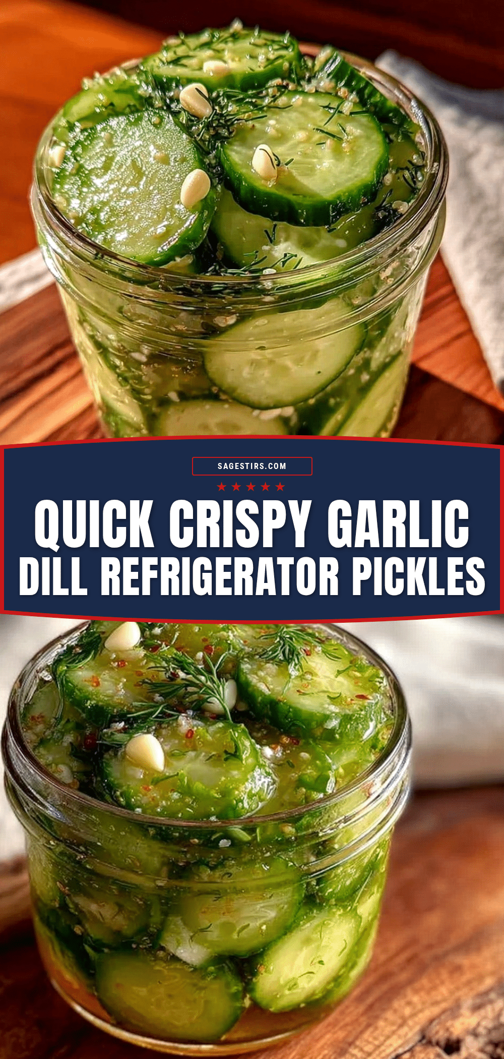 Quick Crispy Garlic Dill Refrigerator Pickles recipe