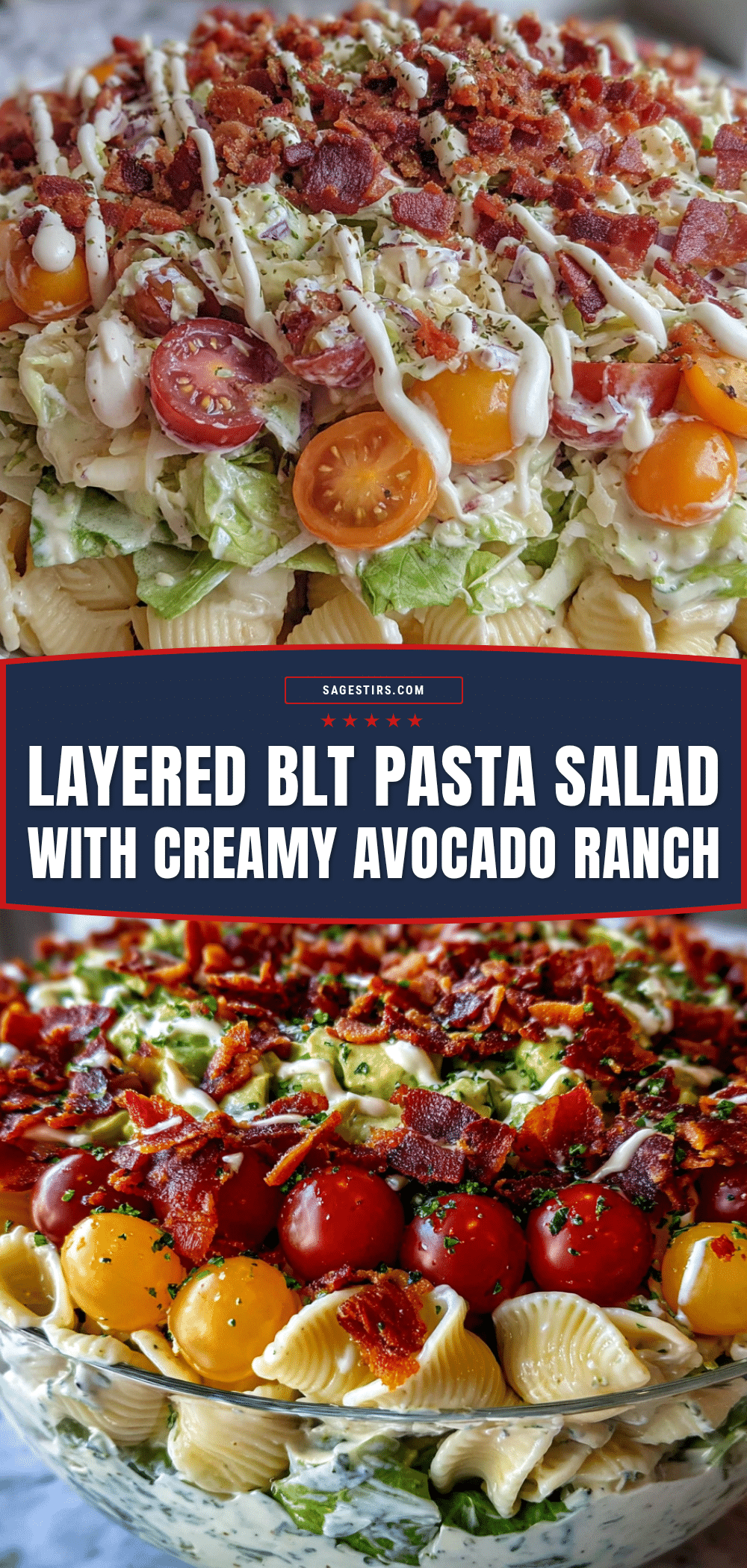 BLT pasta salad with avocado ranch recipe