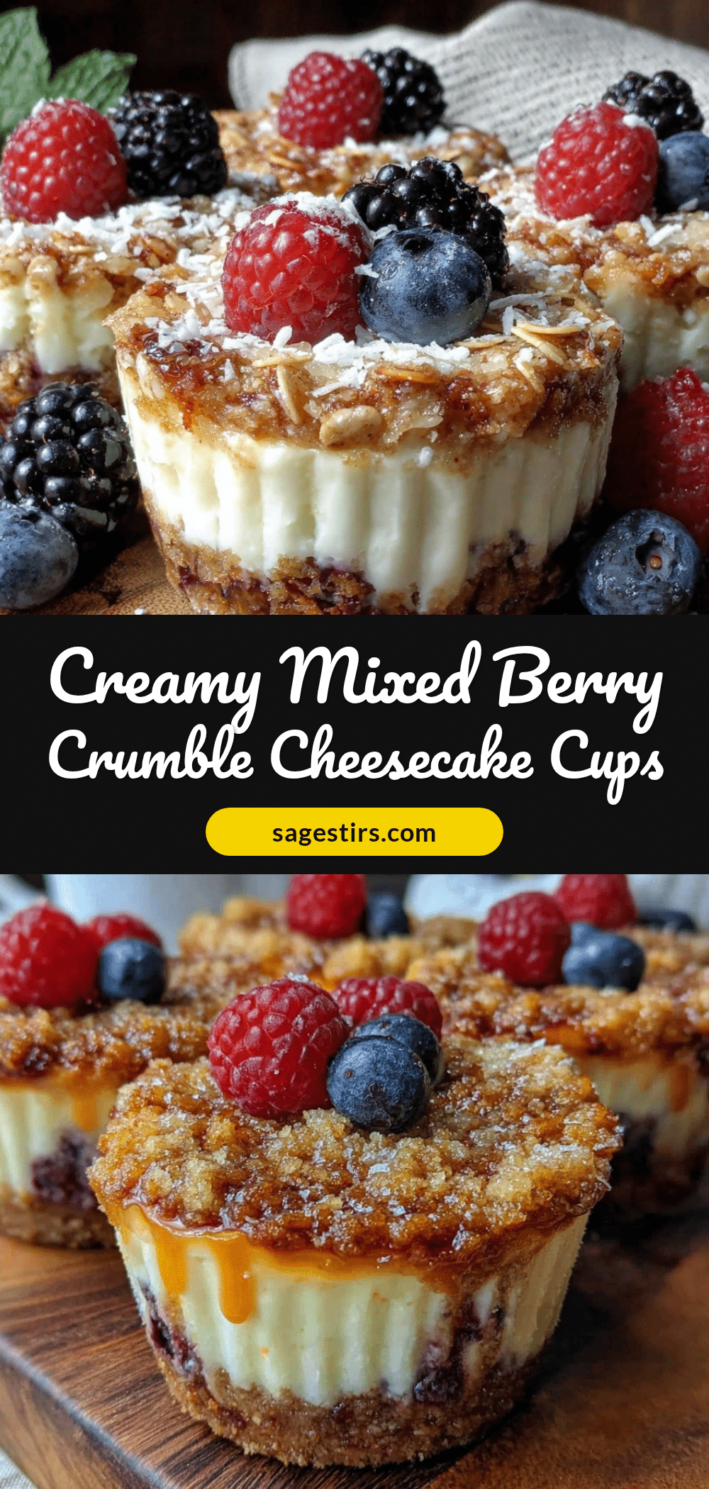 creamy mixed berry crumble cheesecake cups recipe