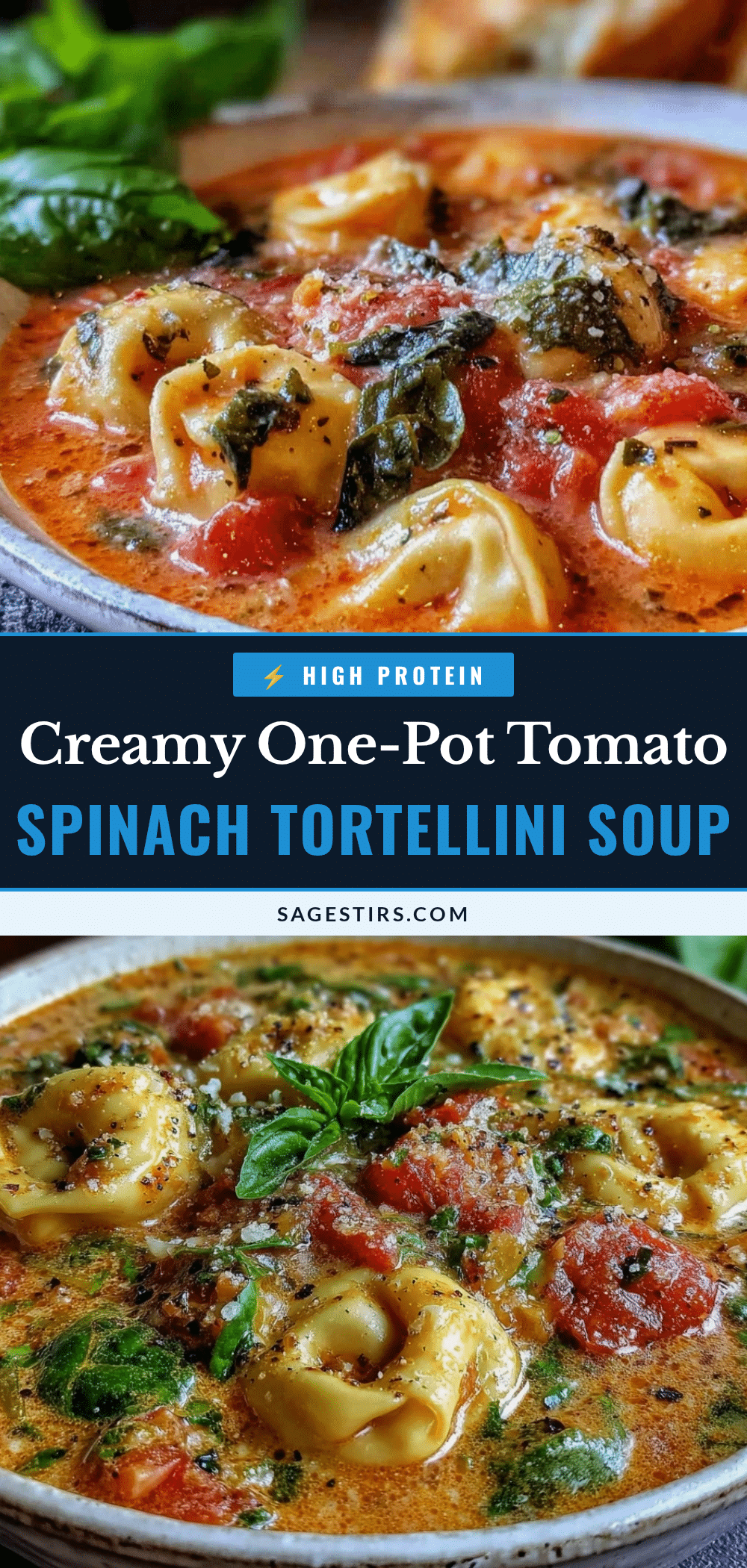 creamy tomato spinach tortellini soup recipe