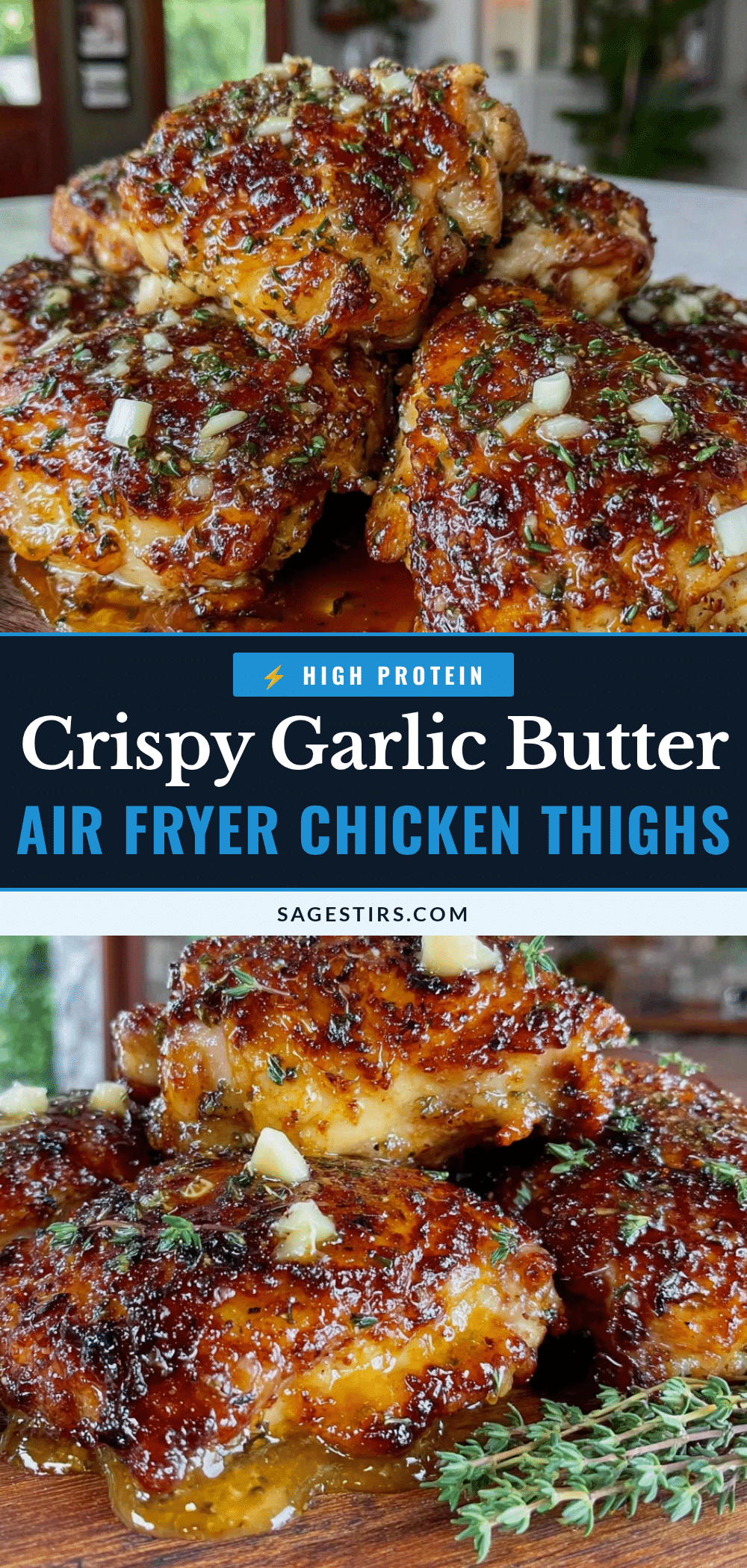 crispy garlic butter air fryer chicken thighs recipe