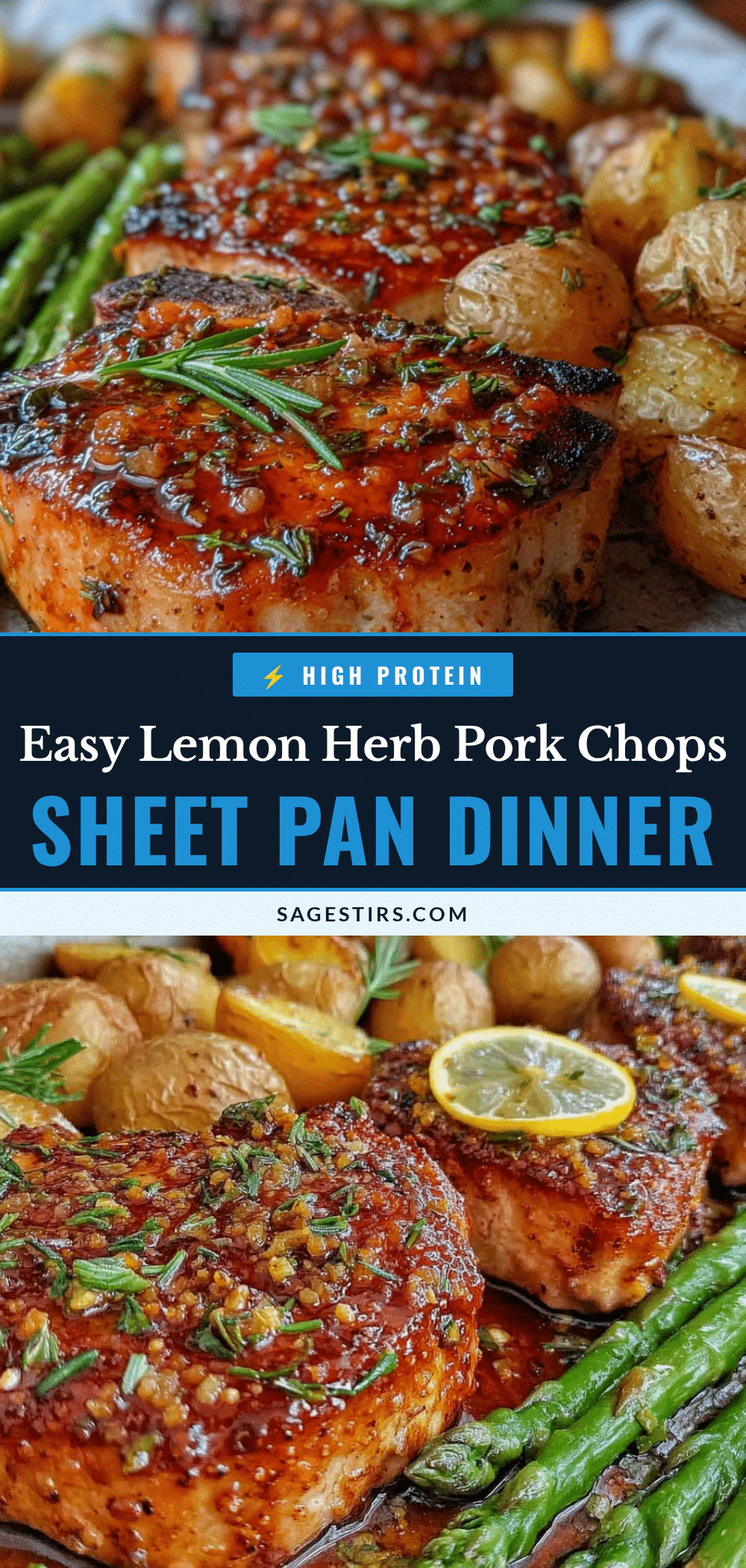 easy sheet pan lemon herb pork chops recipe