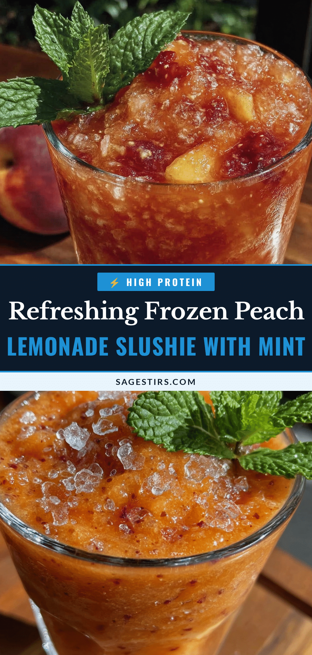 fresh frozen peach lemonade slushie with mint recipe
