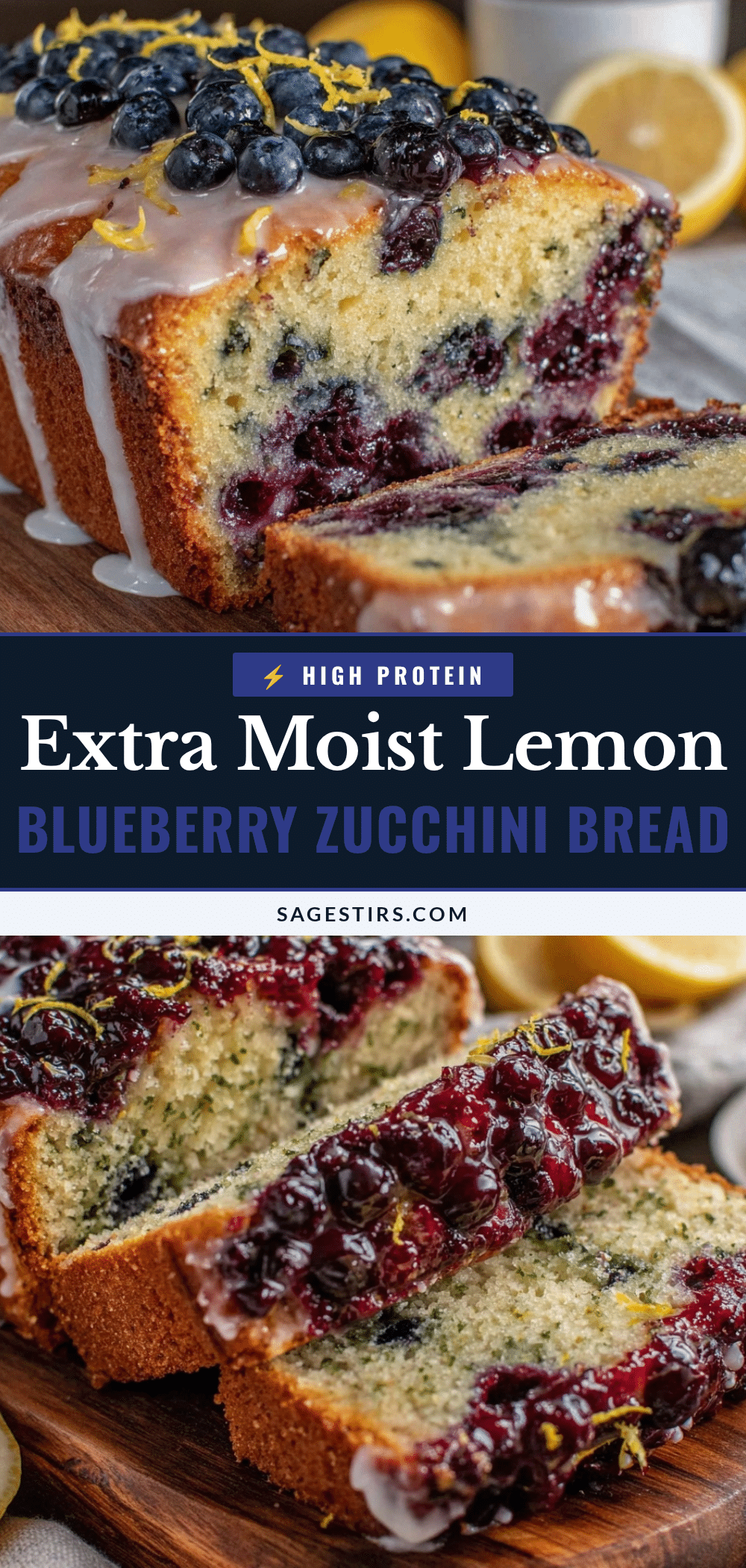lemon glazed blueberry zucchini bread recipe