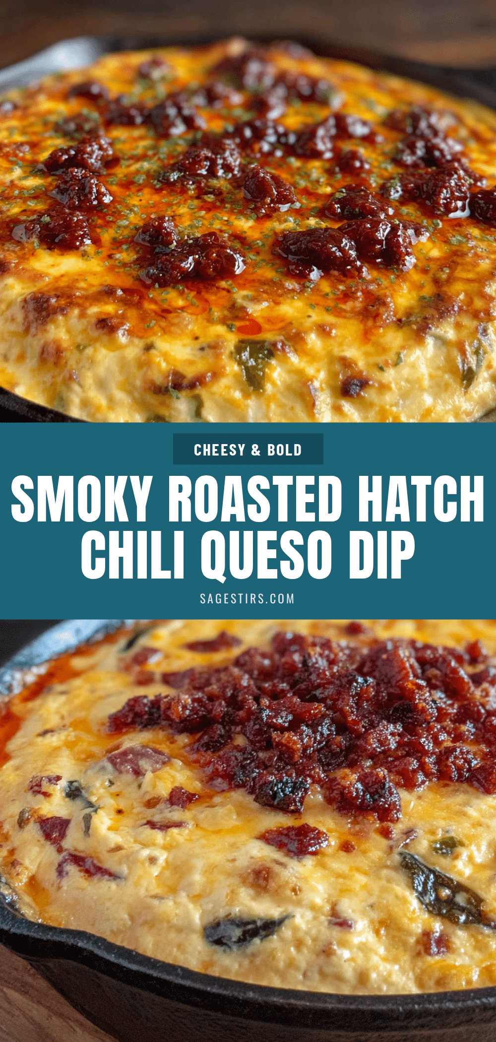 Smoky Roasted Hatch Chili Queso Dip with Chorizo recipe