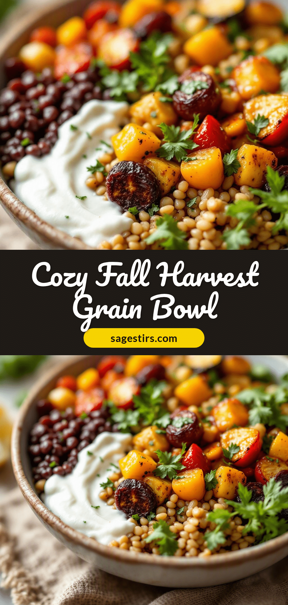 cozy fall harvest grain bowl with roasted vegetables recipe