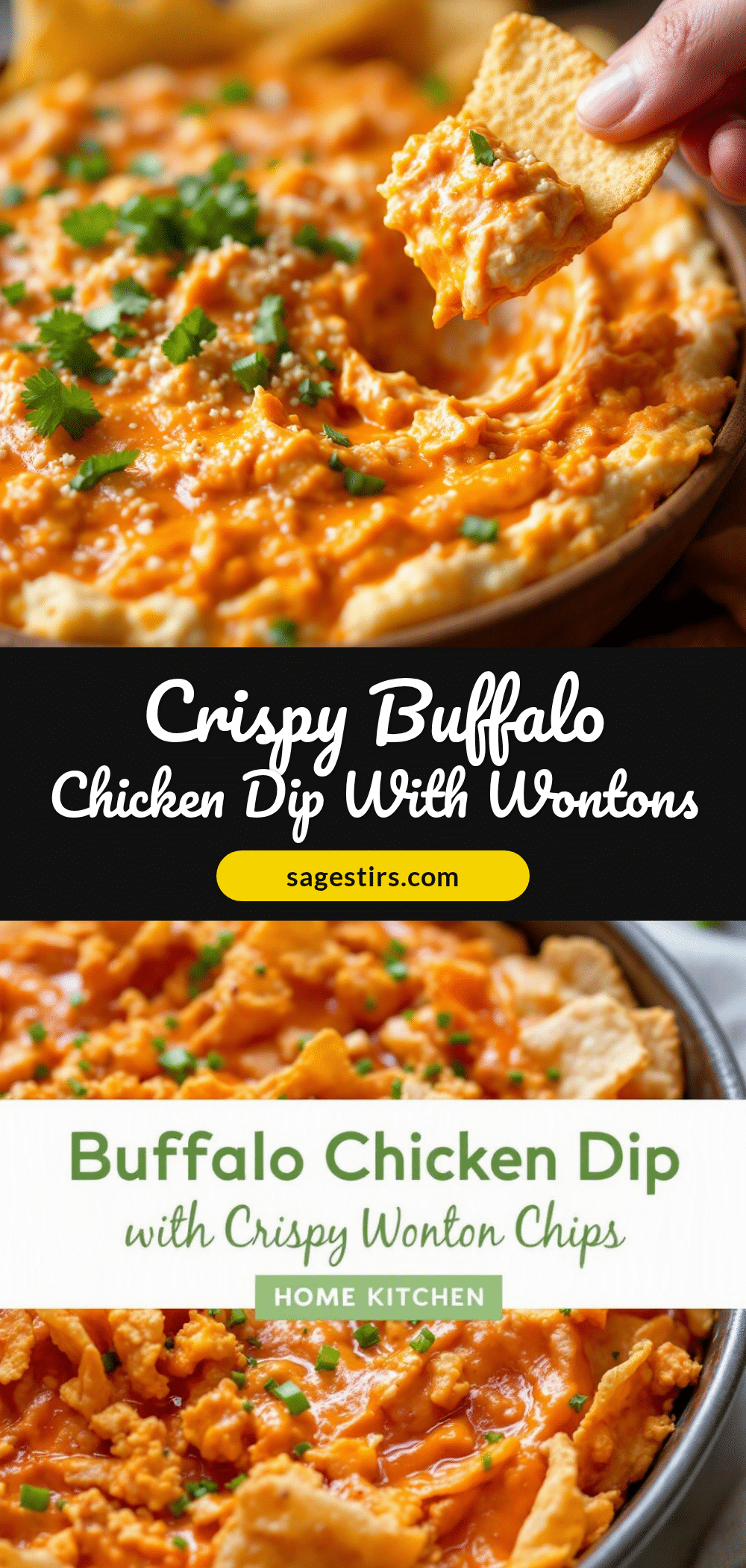 creamy buffalo chicken dip with crispy wonton chips recipe
