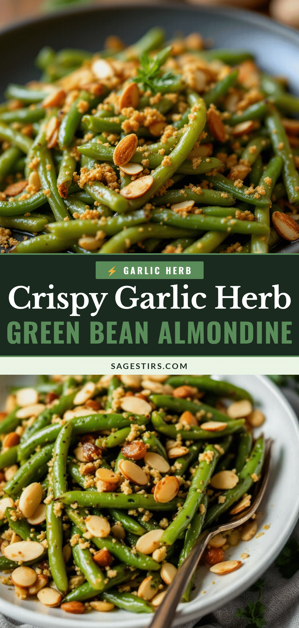 crispy garlic herb green bean almondine recipe