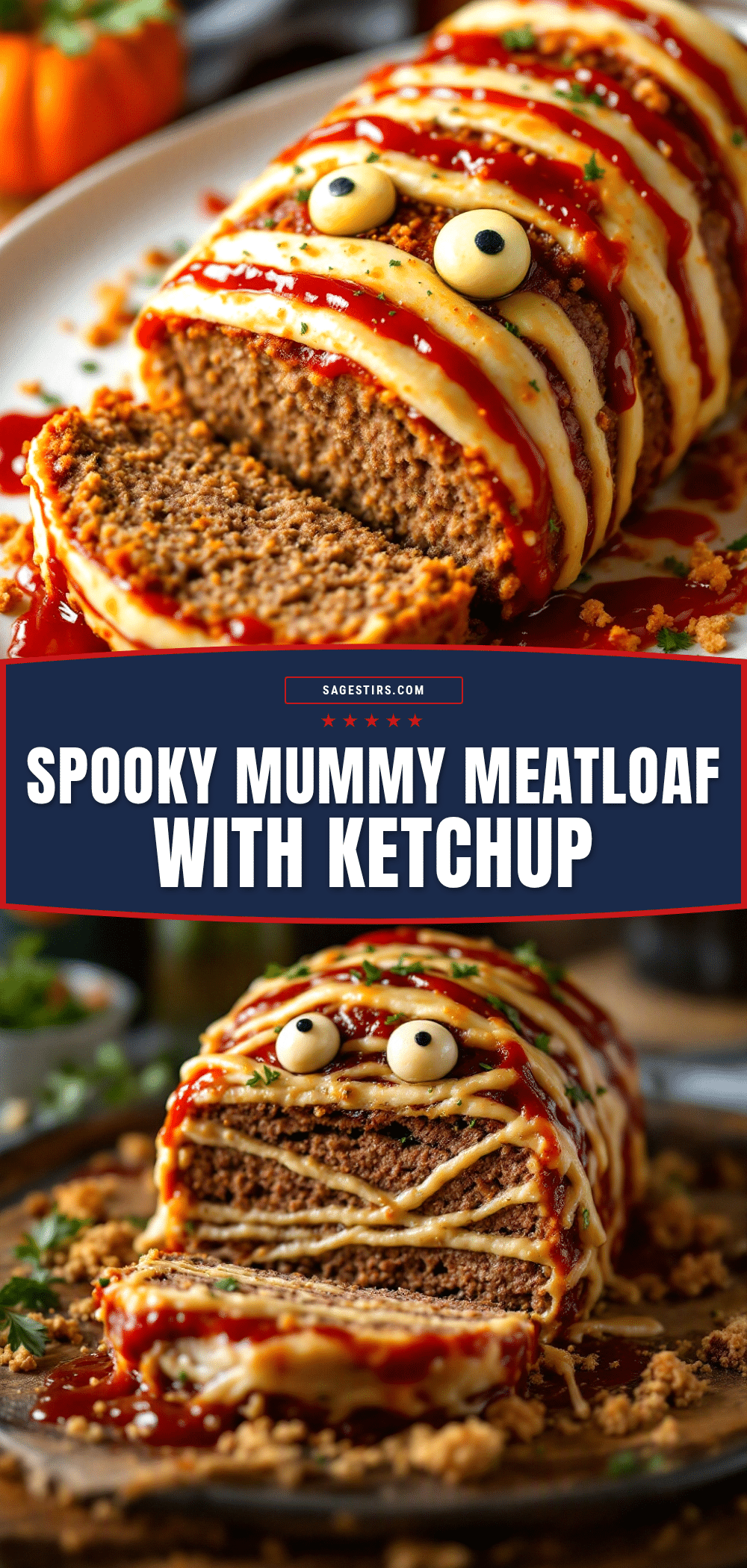 Easy Halloween Mummy Meatloaf recipe