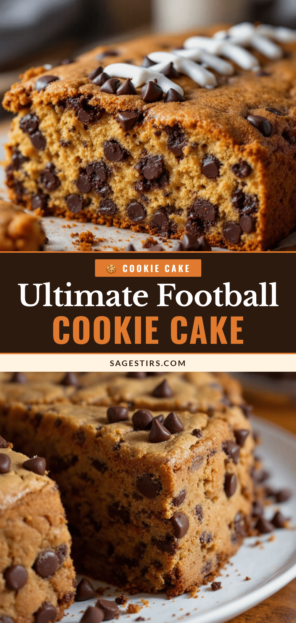 football-shaped chocolate chip cookie cake recipe