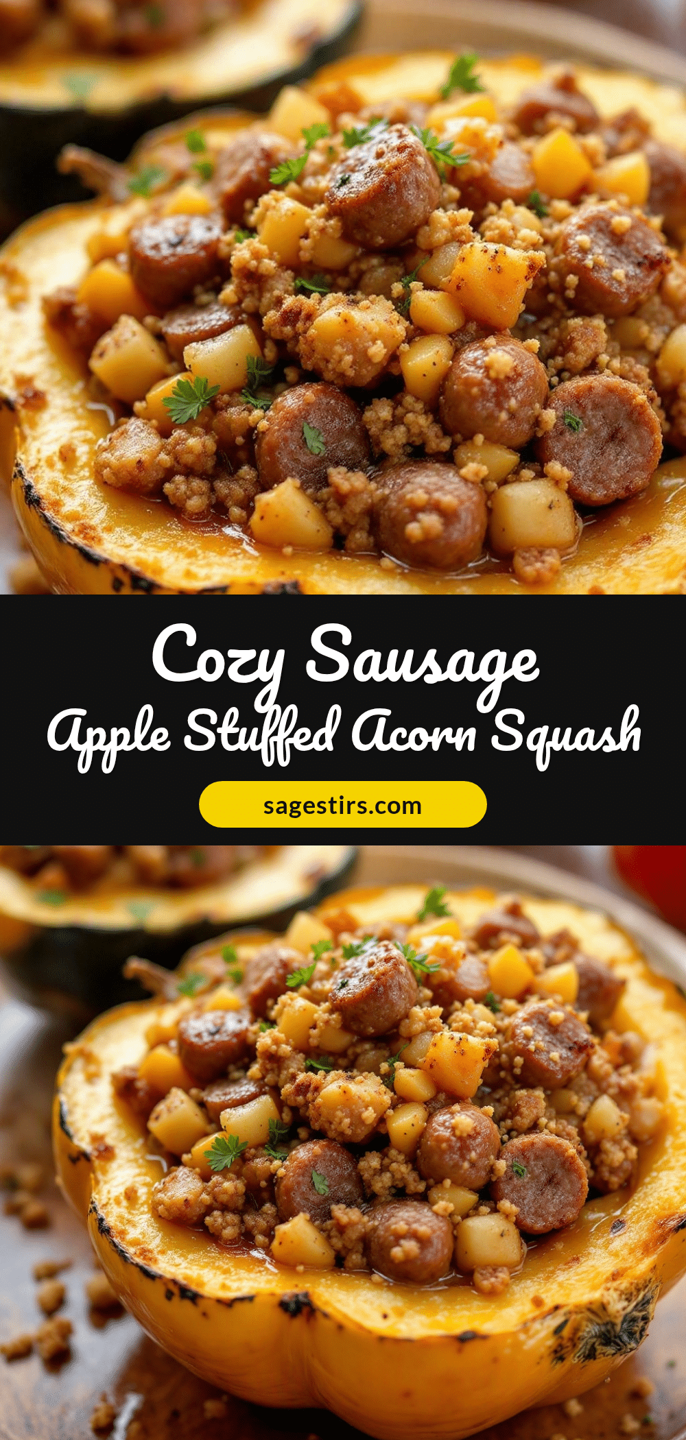 cozy sausage and apple stuffed acorn squash recipe