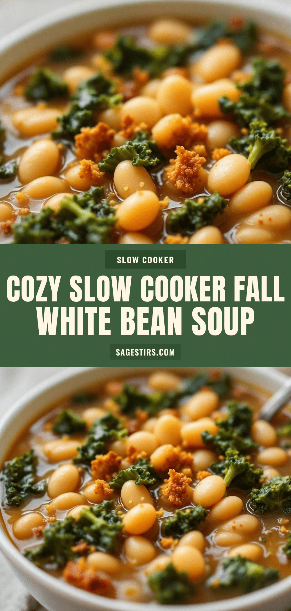 cozy slow cooker white bean and kale fall soup recipe