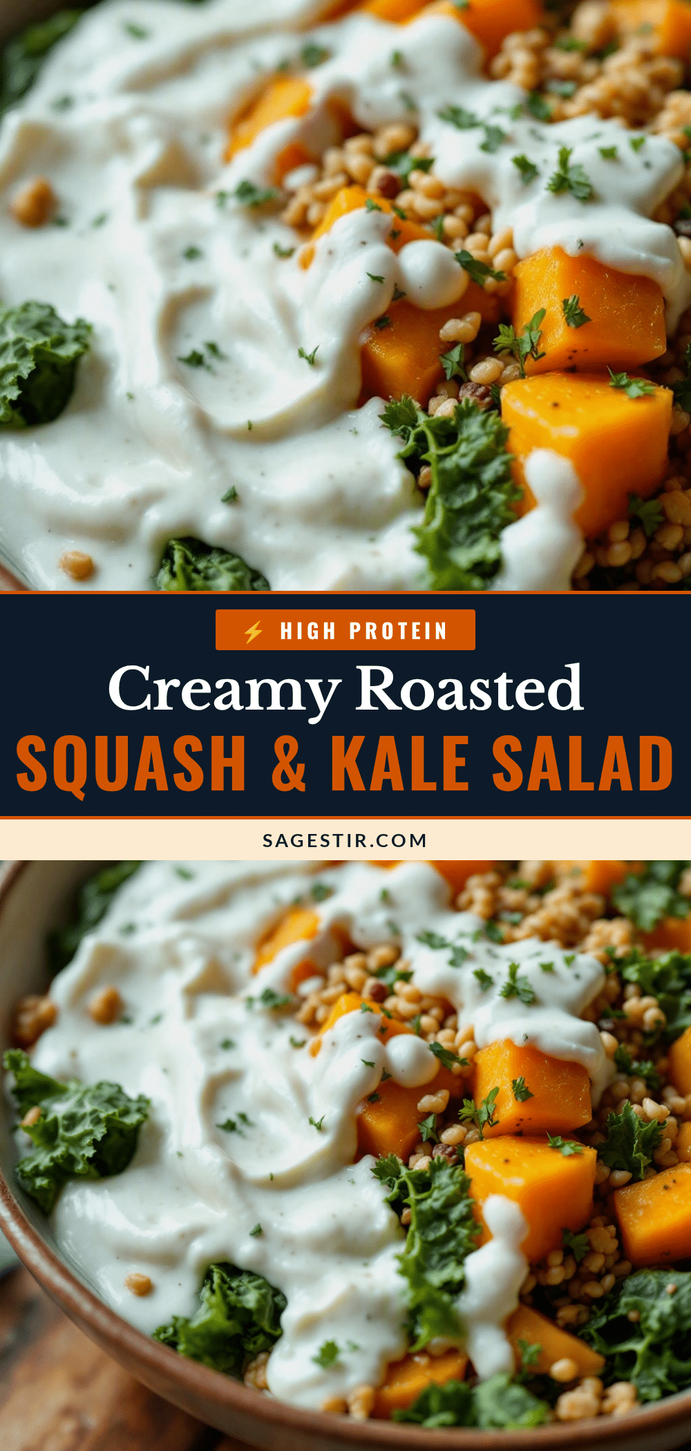 creamy roasted butternut squash and kale salad recipe