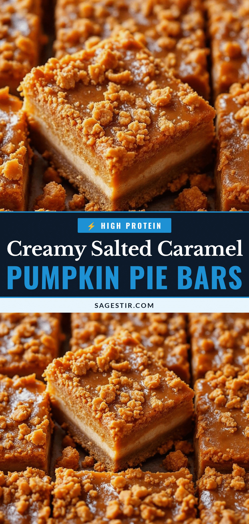 Creamy Salted Caramel Pumpkin Pie Bars recipe