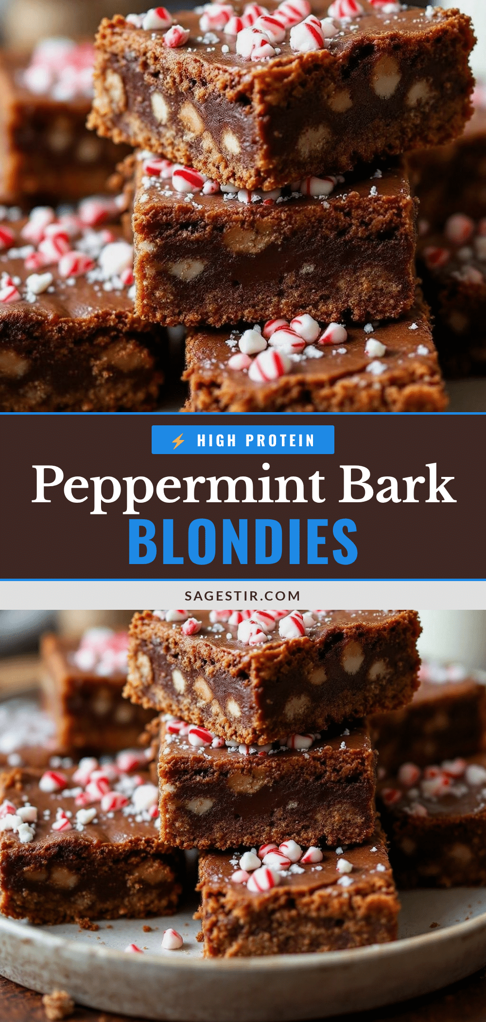 crispy peppermint bark blondies recipe