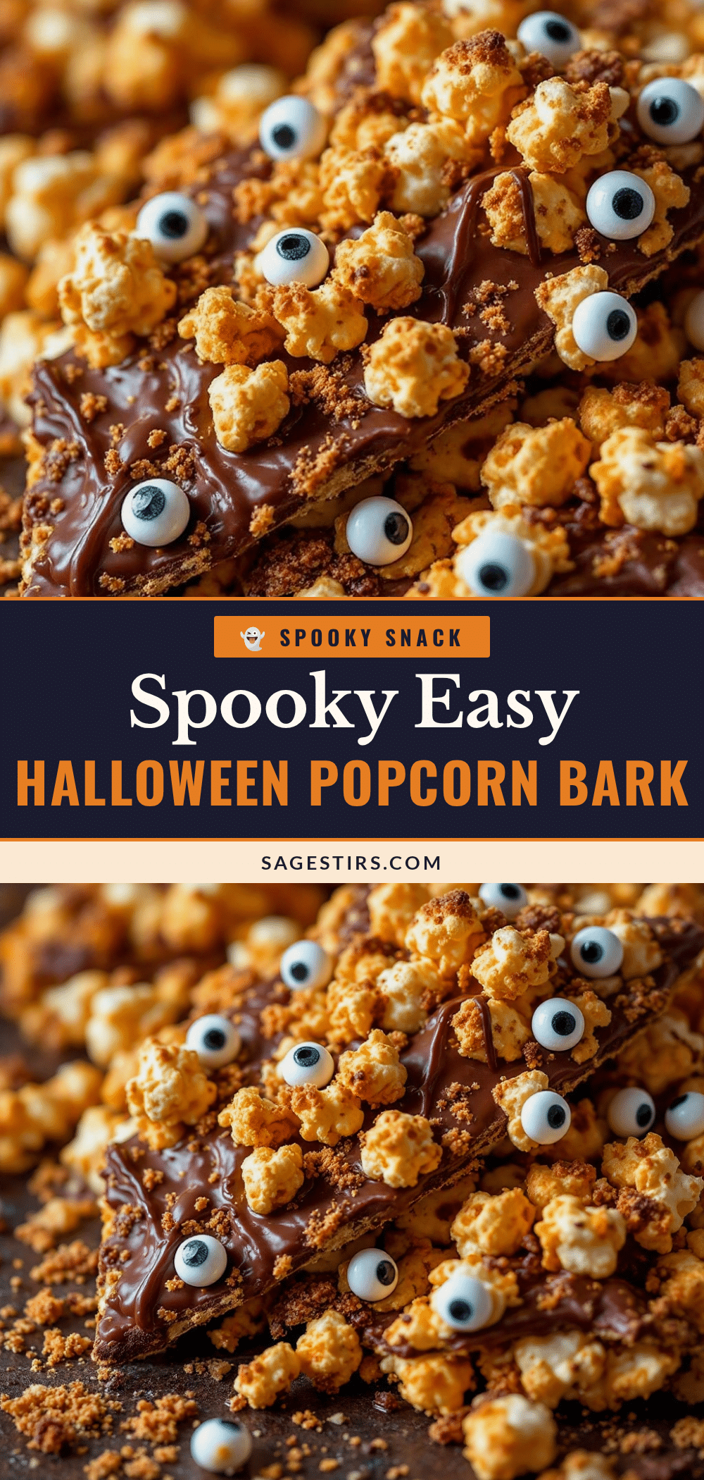 Easy Halloween Popcorn Bark with Candy Eyes recipe