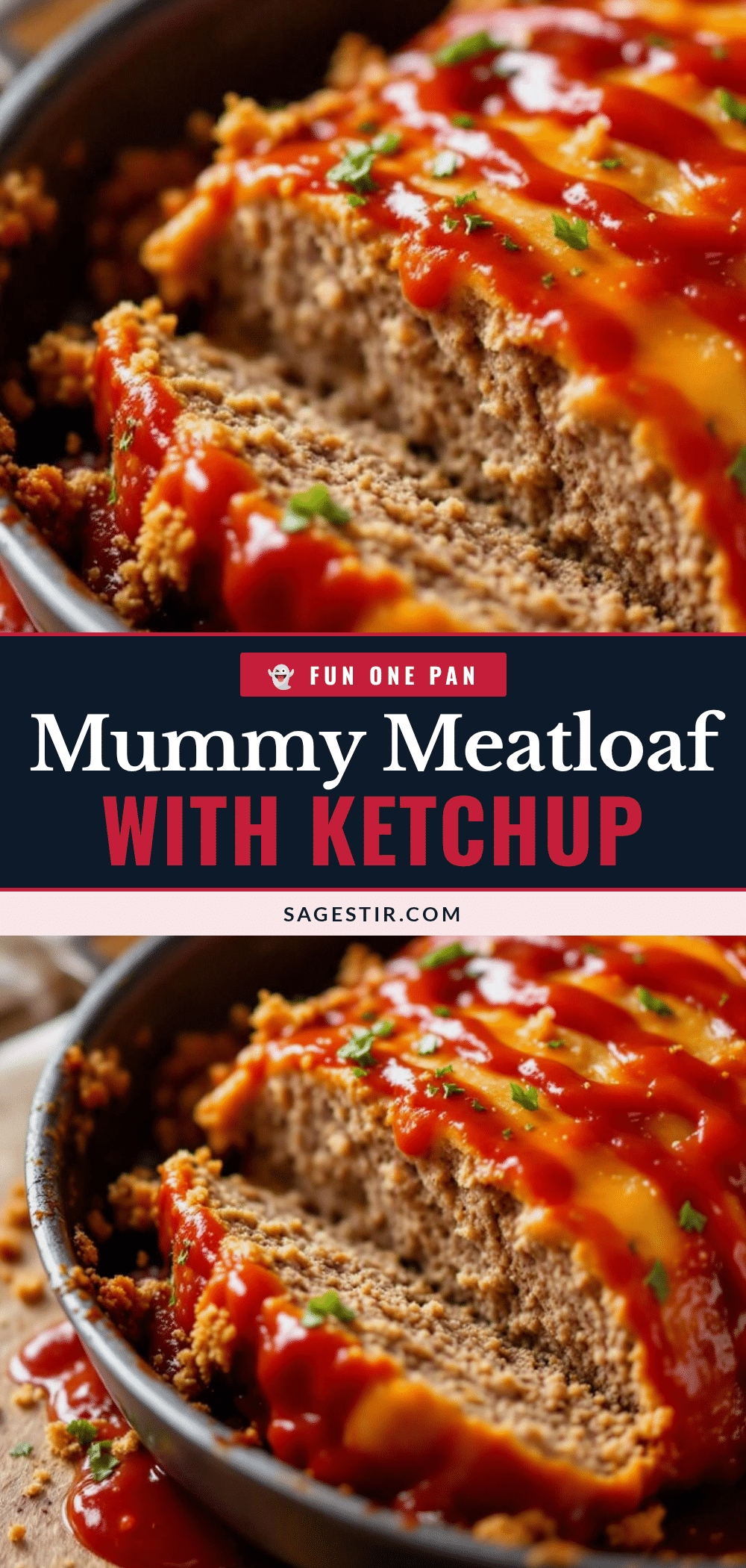 Easy One-Pan Mummy Meatloaf recipe