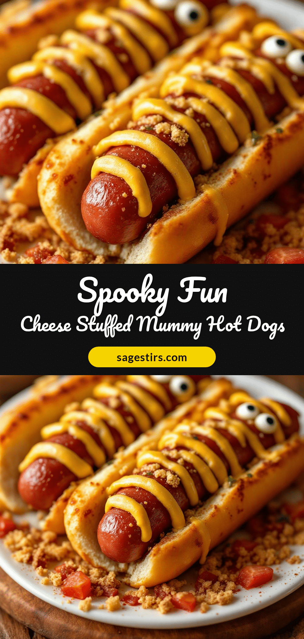 fun cheese stuffed mummy hot dogs recipe
