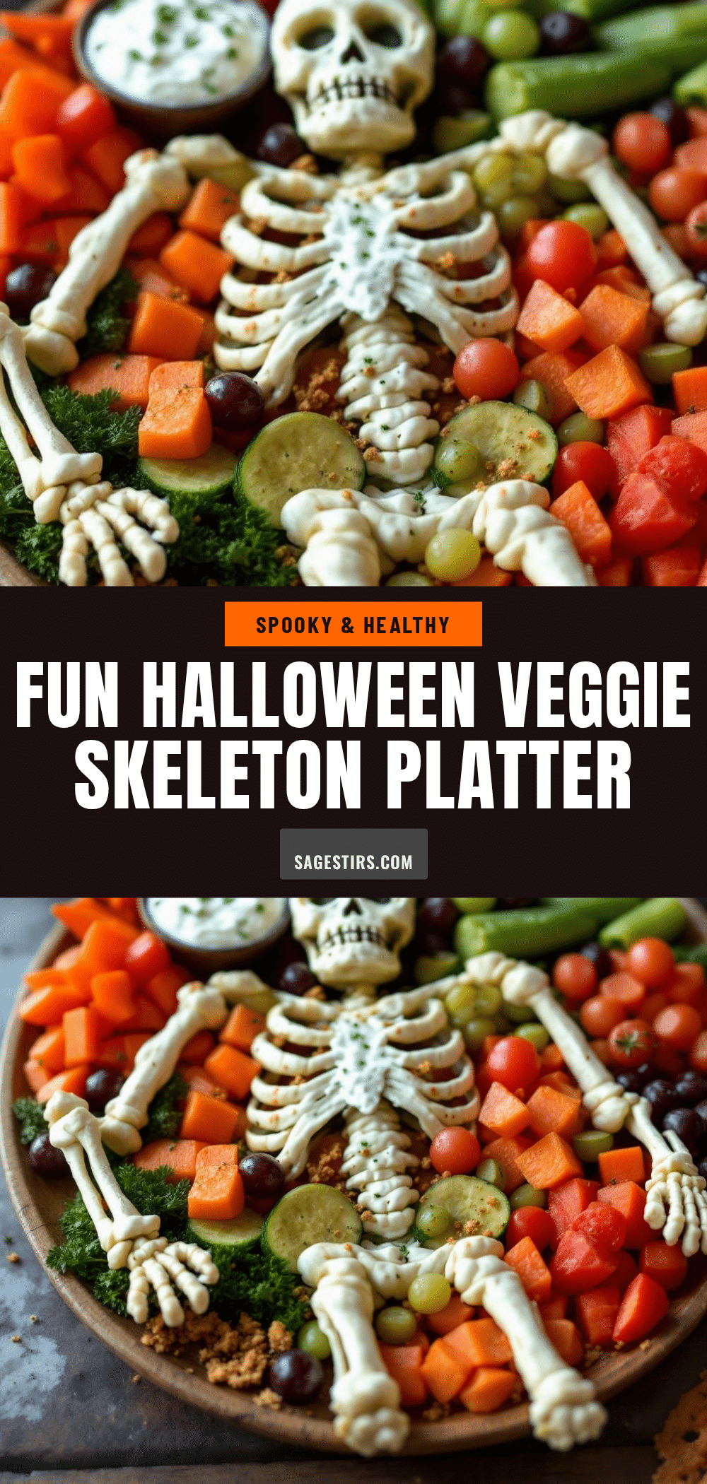 Halloween Veggie Skeleton Platter recipe