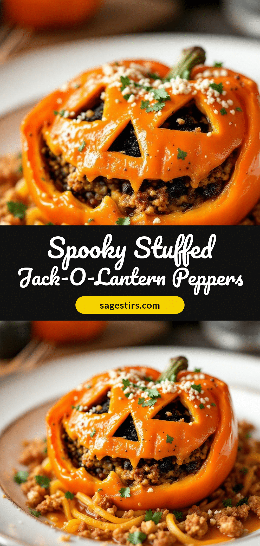 jack-o-lantern stuffed bell peppers recipe
