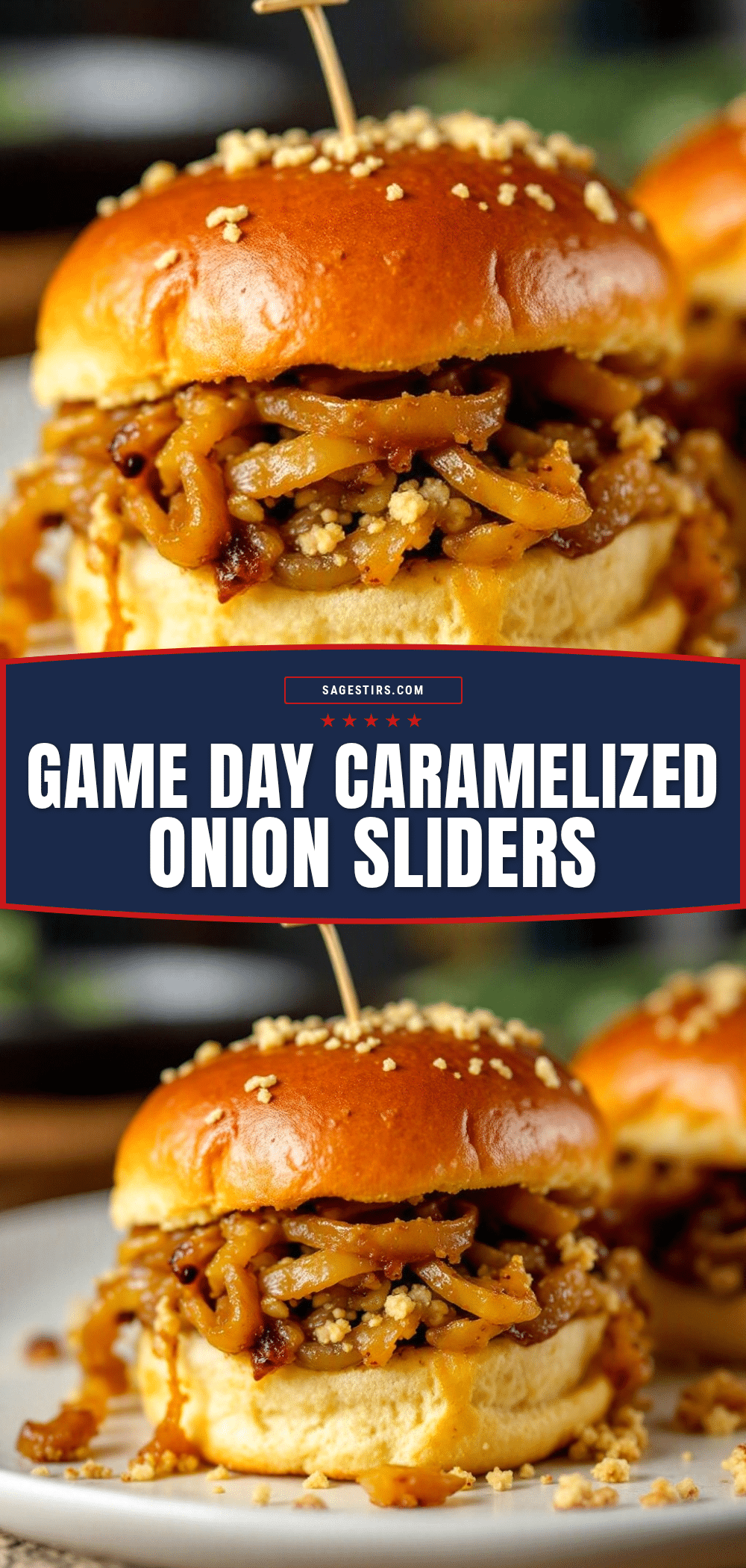mini football slider buns with caramelized onions recipe