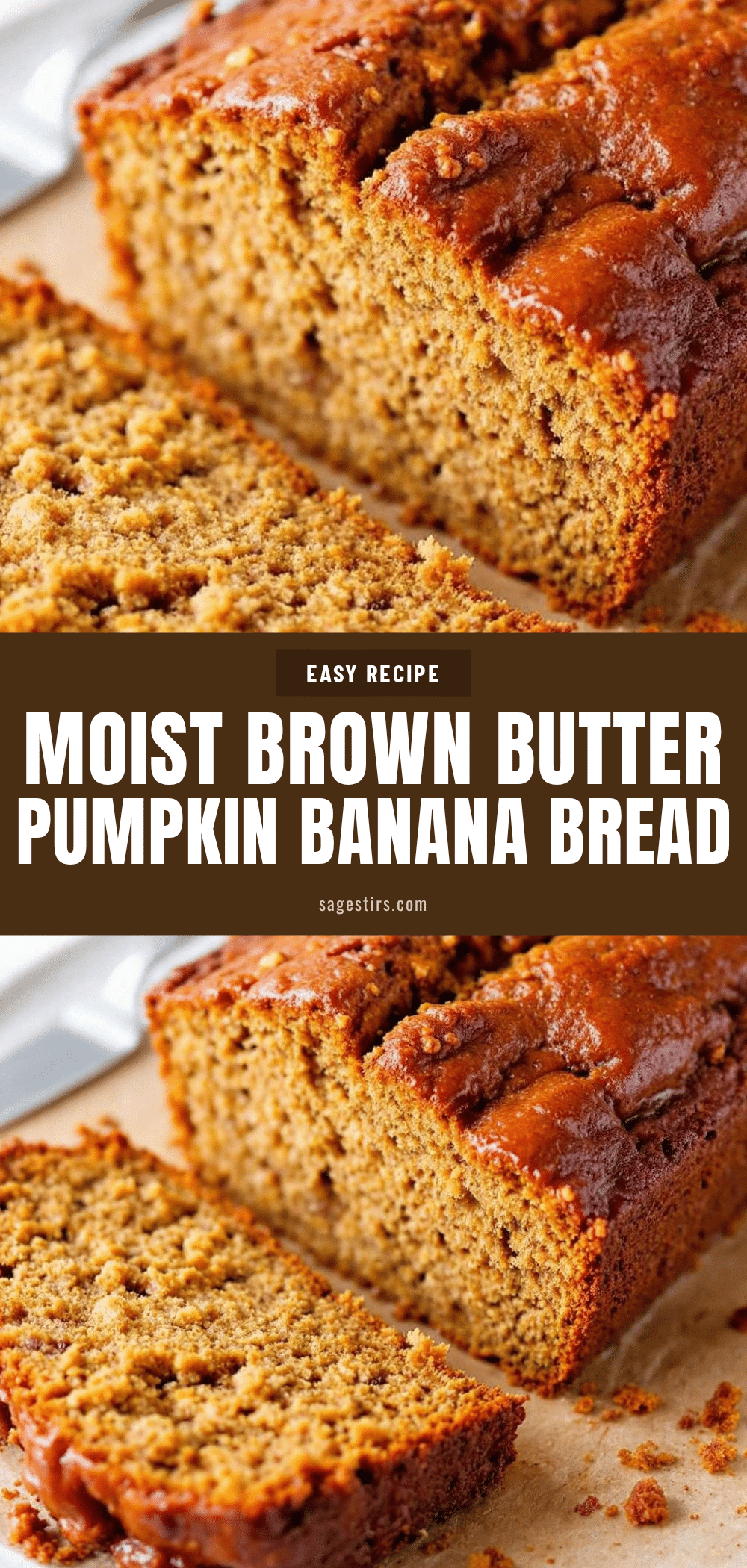 Moist Brown Butter Pumpkin Banana Bread recipe