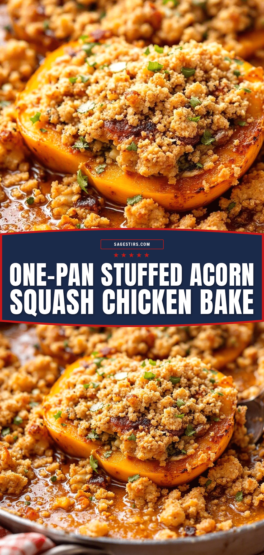 one pan chicken and stuffed acorn squash bake recipe