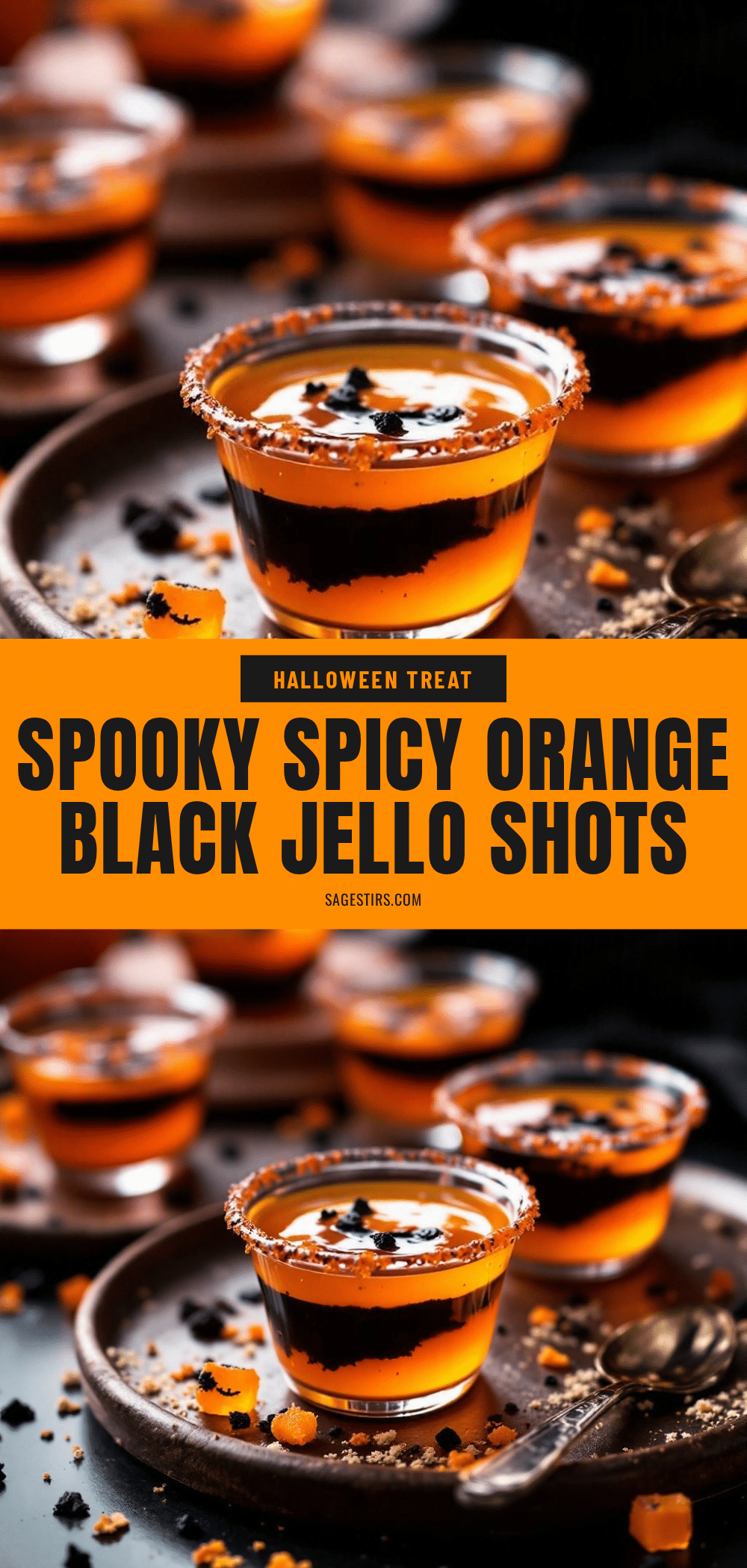 Spooky Orange & Black Halloween Jello Shots recipe