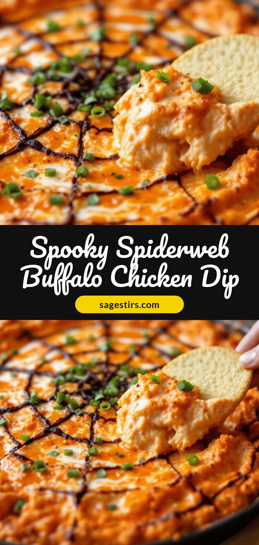 spooky spiderweb buffalo chicken dip recipe